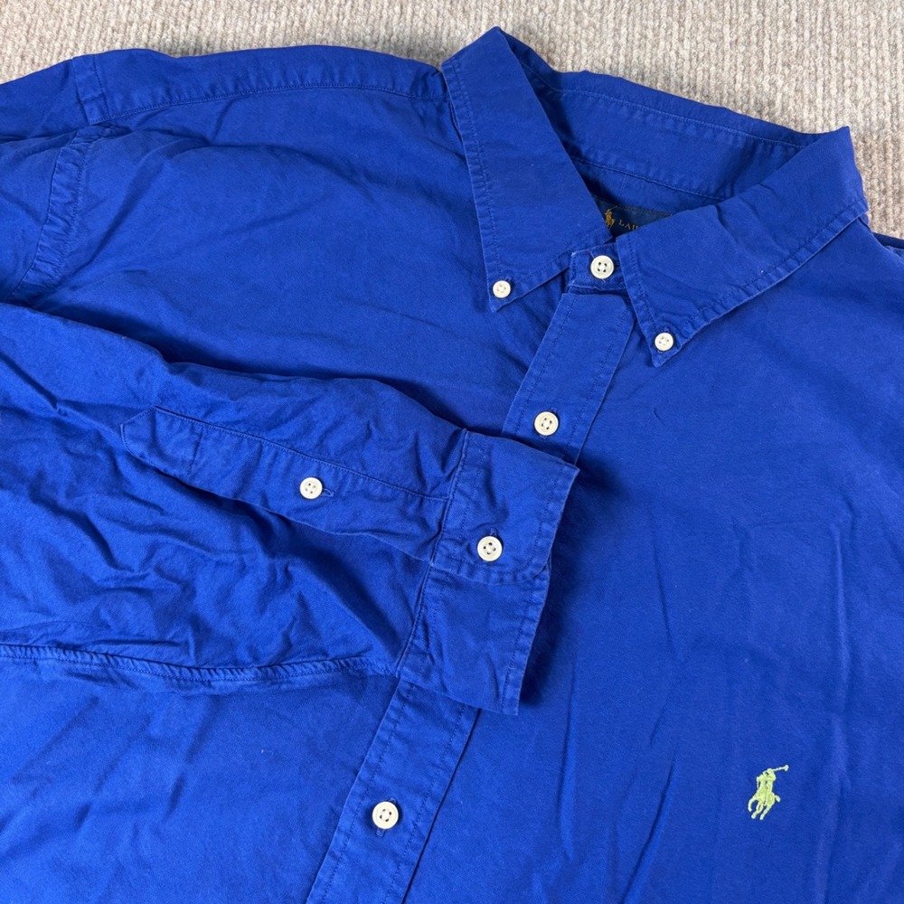 Ralph Lauren Mens 3XLT Royal Blue Button Down Shirt Long Sleeve Pony Logo NWT
